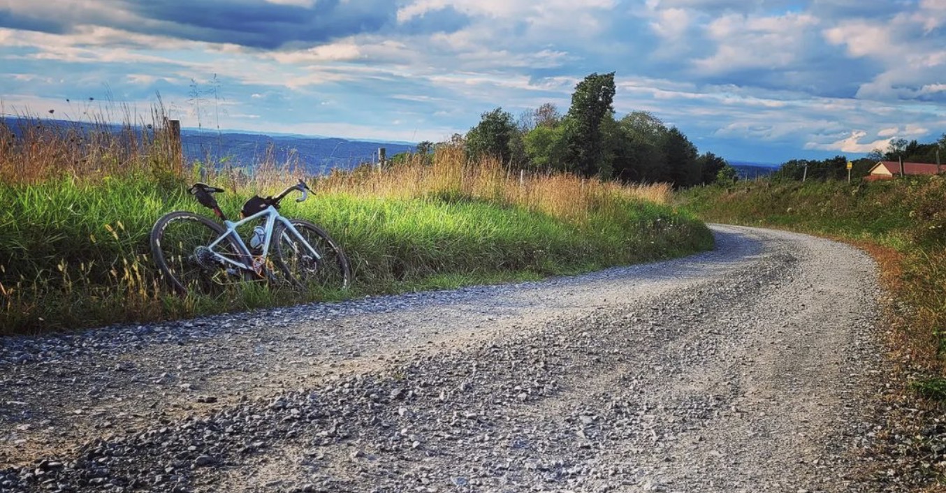 Gravel Bike along Autumn Roadside